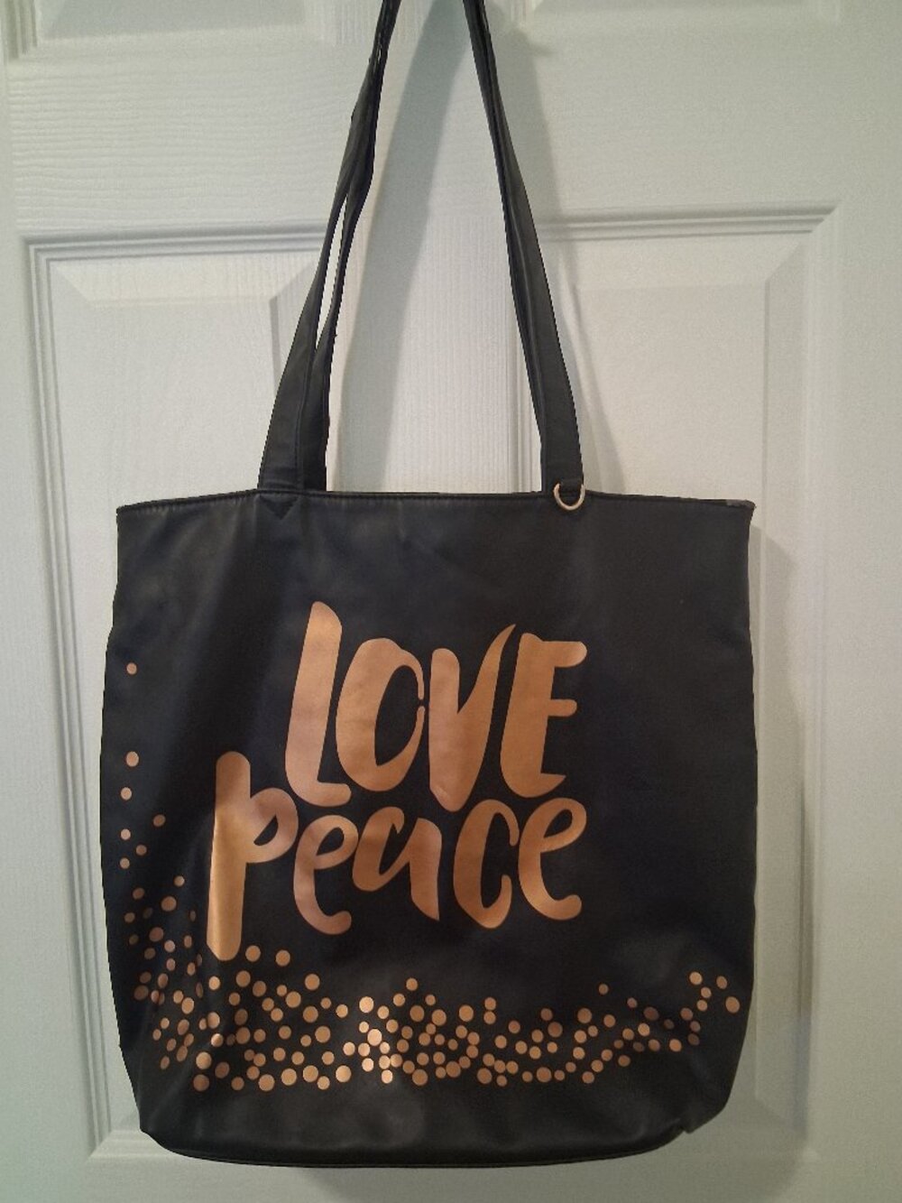 Cato - Love Peace Tote Bag - Black/Gold - Vinyl